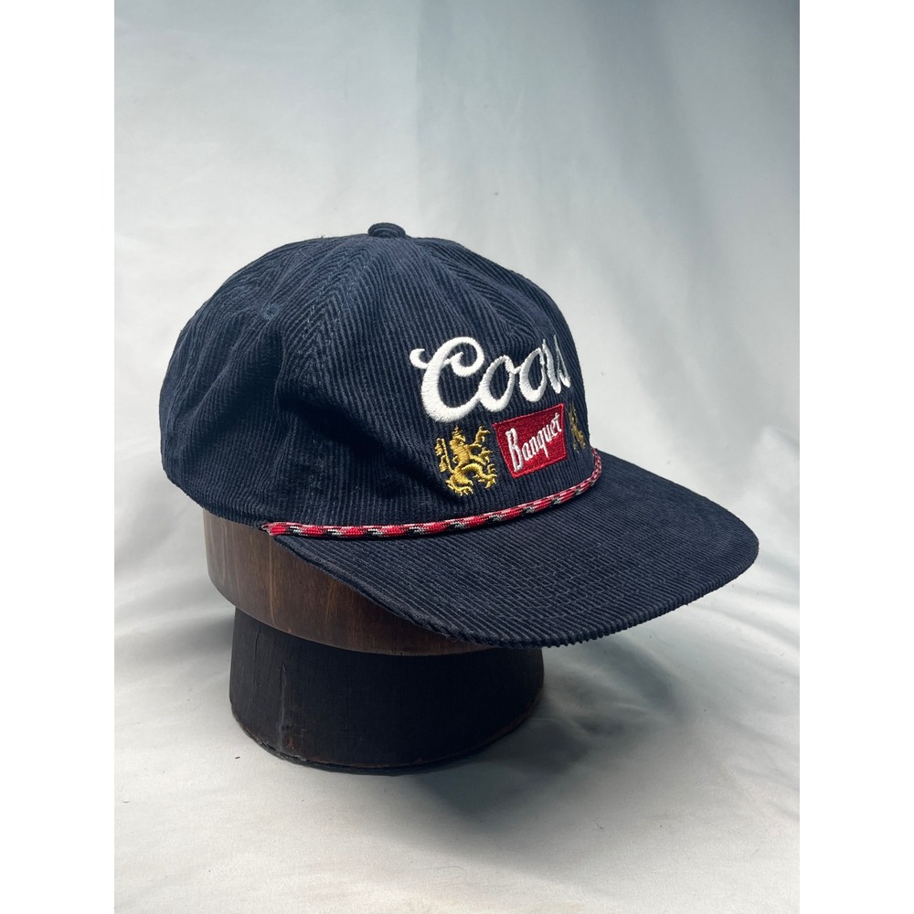 Coors Banquet Navy Blue Corduroy Red Rope Snapback Retro Vintage Style Hag Cap - Picture 7 of 16